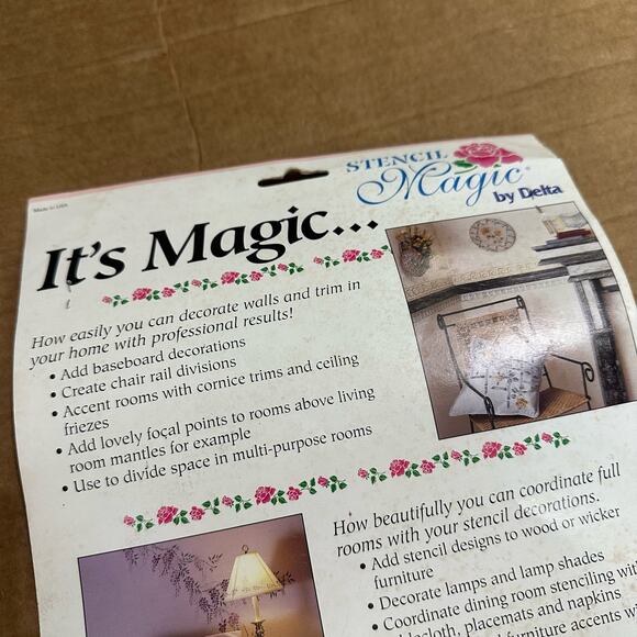 NEW Home Decor Stencil Magic by Delta Pre-Cut Floral Stencil Pansy Border - Picture 5 of 6